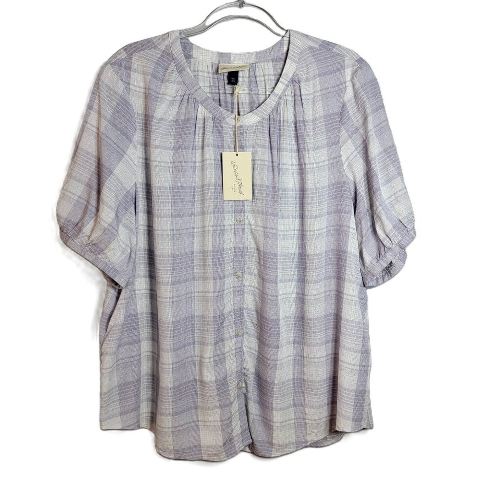 Universal Threads Womens Top Size XXL‎ Lilac Plaid 100% Rayon Lightweight NWT